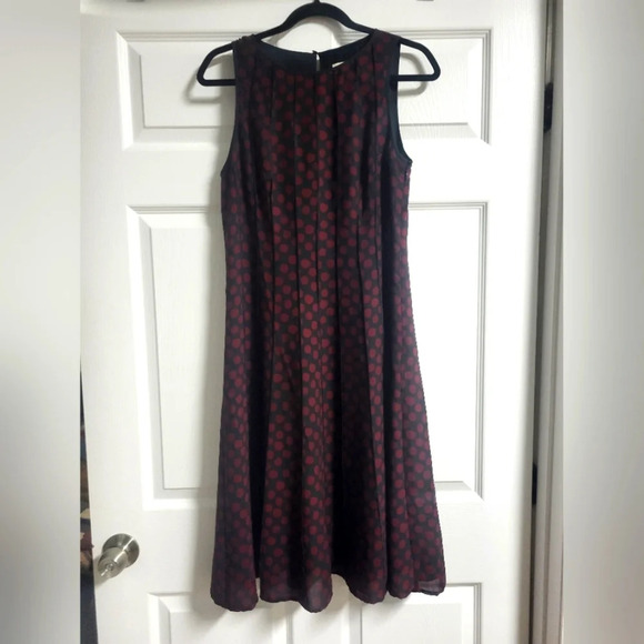 Loft Outlet - NWOT- Black A-Line Dress with Red Polka Dots, Size 6 - Picture 1 of 6